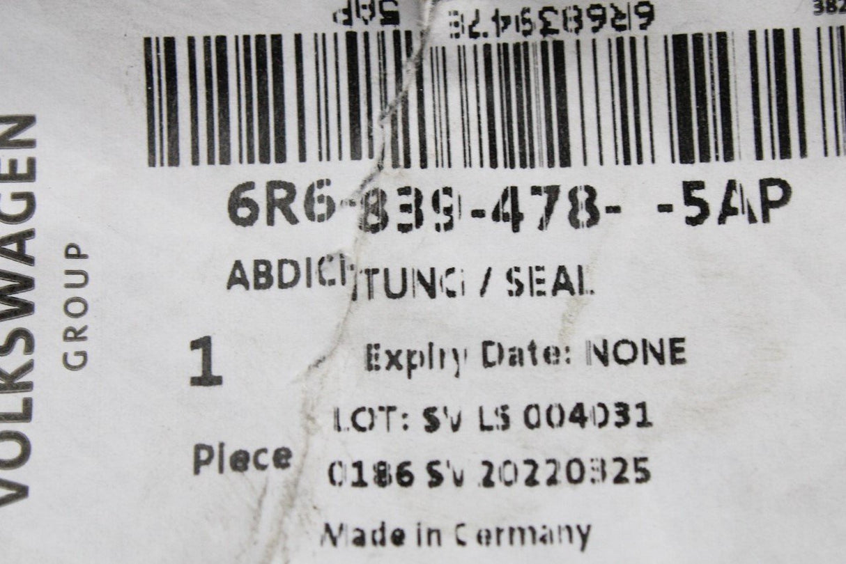 VW Polo 6C 10-17 window aperture seal (rear outer right) 6R6839478 5AP