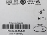 VW Golf R GTI Performance Audi S3 Skoda SEAT front brake pads 8V0698151C