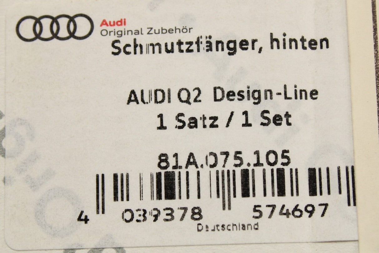 Audi Q2 2017-on accessory mud flaps (rear) 81A075105