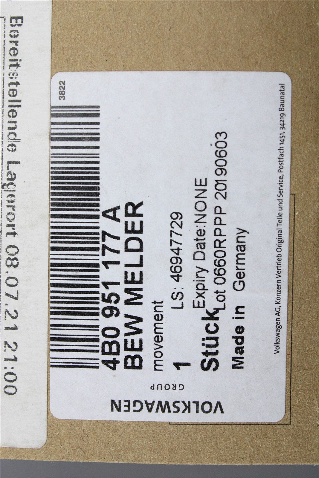VW Audi A6 RS6 Transporter T5 T6 movement detector (left) 4B0951177A
