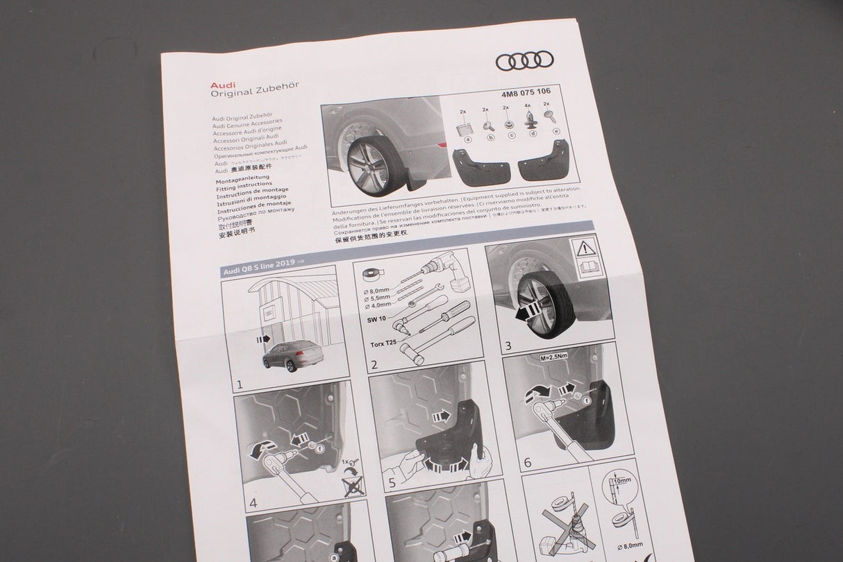 Audi Q8 S-Line 2019-on accessory mud flaps set (rear) 4M8075106