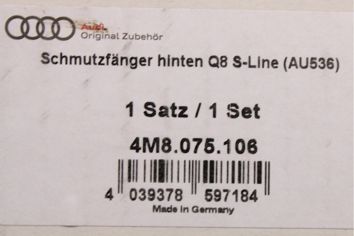Audi Q8 S-Line 2019-on accessory mud flaps set (rear) 4M8075106