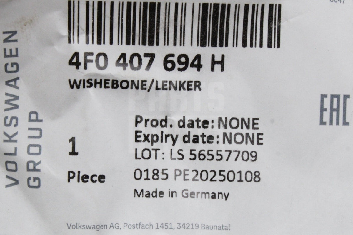 Audi A6 S6 2005-2011 front suspension lower arm (right) 4F0407694H