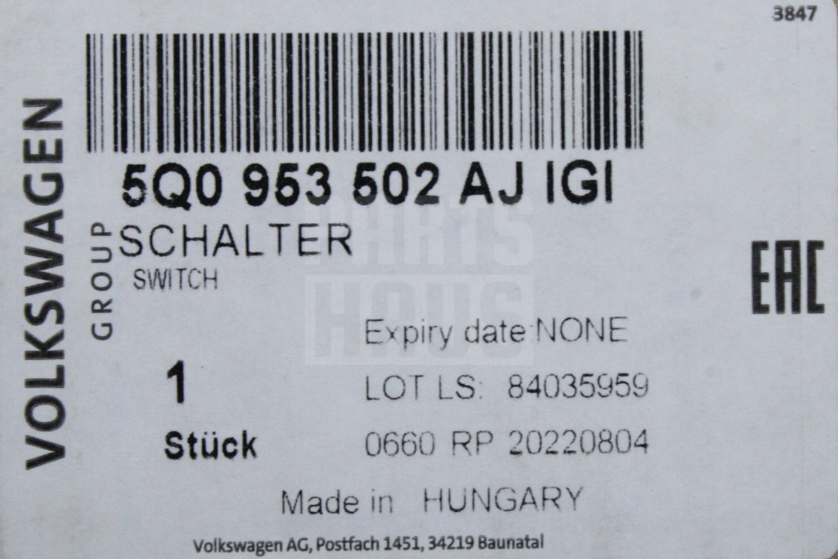 VW Golf MK7.5 Crafter T-Roc Skoda steering column stalks 5Q0953502AJ IGI
