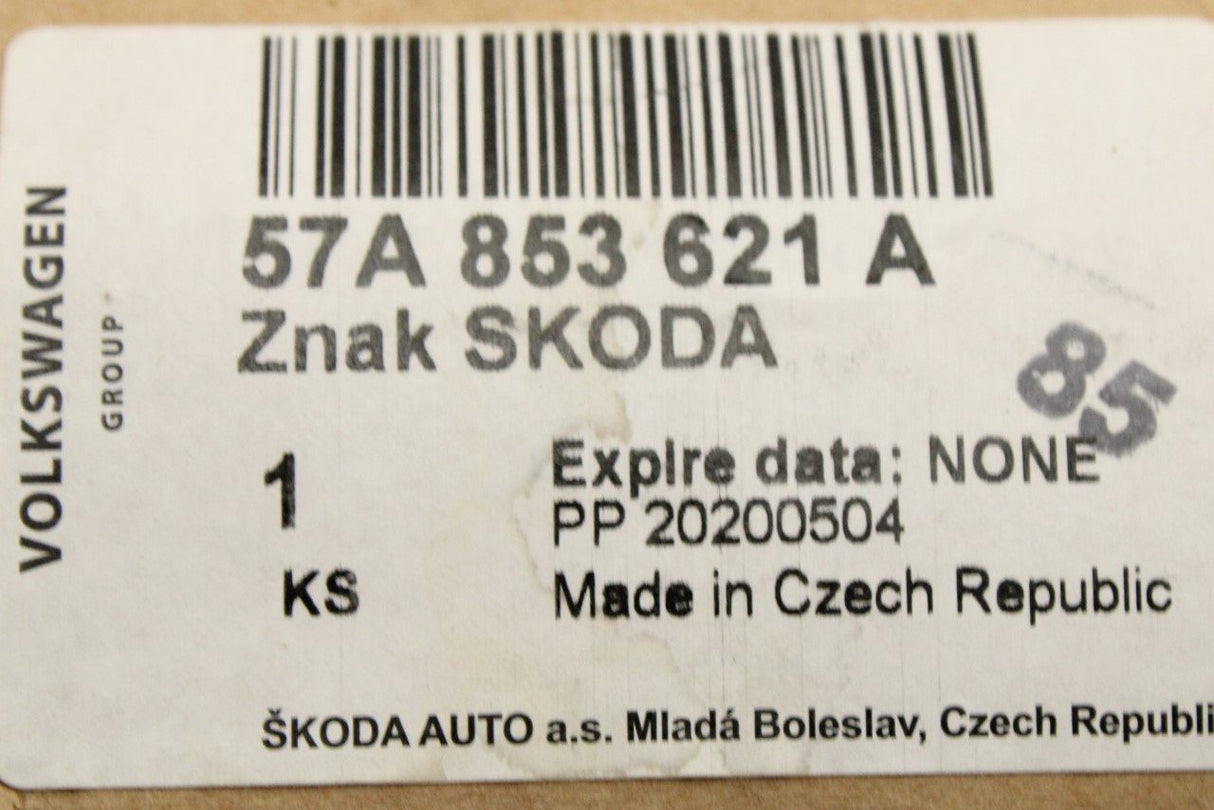 Skoda Karoq 2018-on boot lid emblem badge (rear) 57A853621A