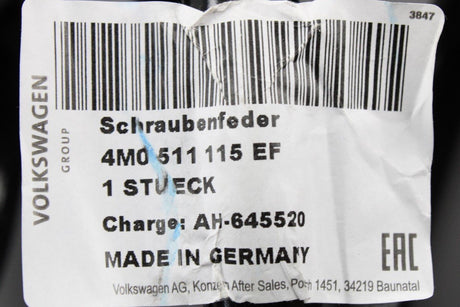VW Touareg 2018-on suspension coil spring (rear) 4M0511115EF