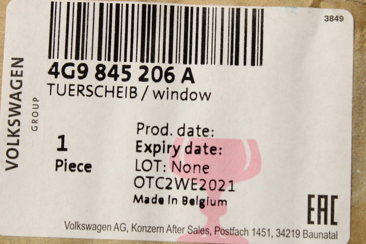 Audi A6 S6 RS6 Avant C7 2011-18 window glass (rear right) 4G9845206A
