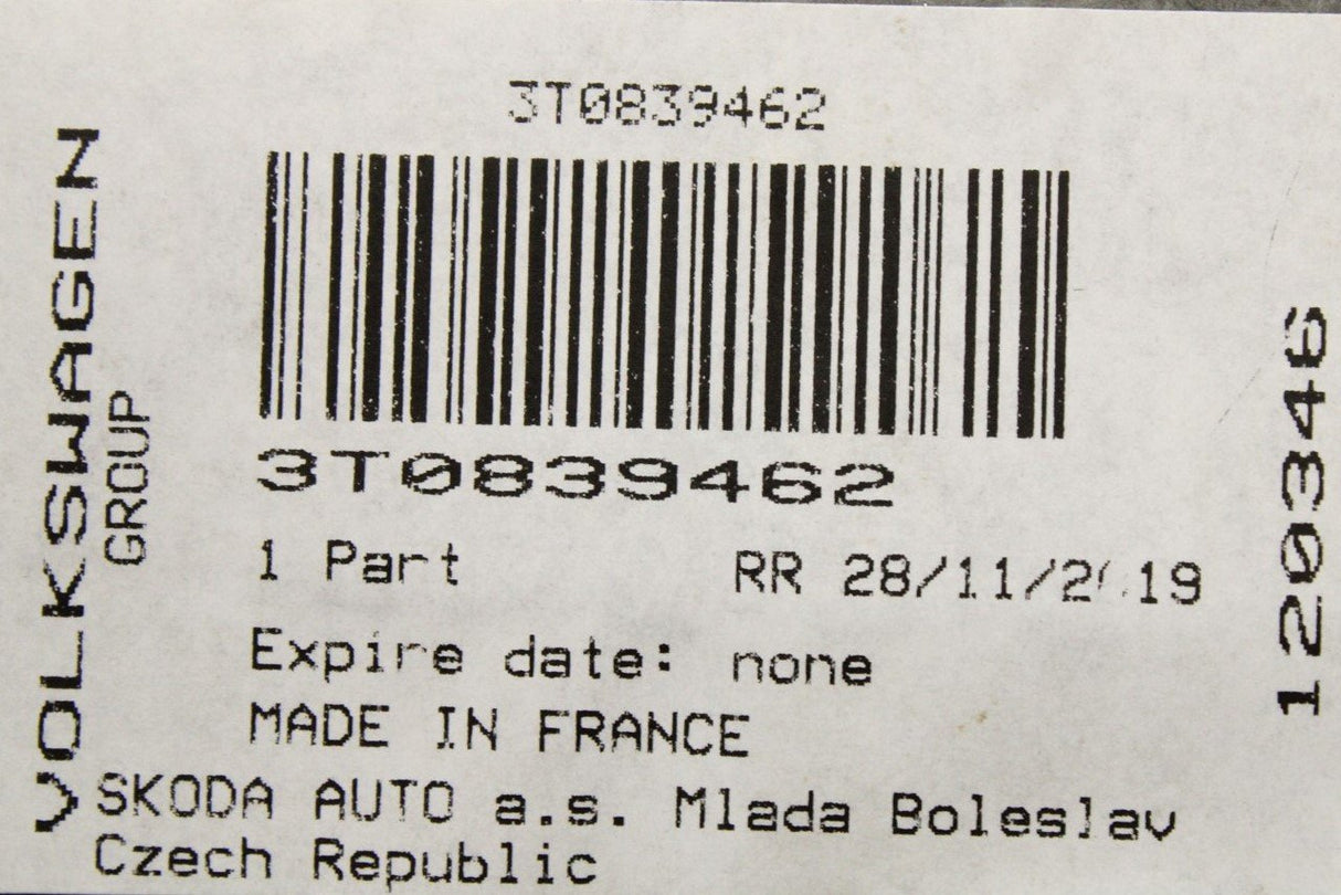 Skoda Superb 2008-2015 window regulator (rear right) 3T0839462