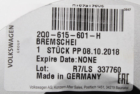 VW Polo 6R 6C Ibiza Fabia Roomster rear discs & pads set JZW698601AH