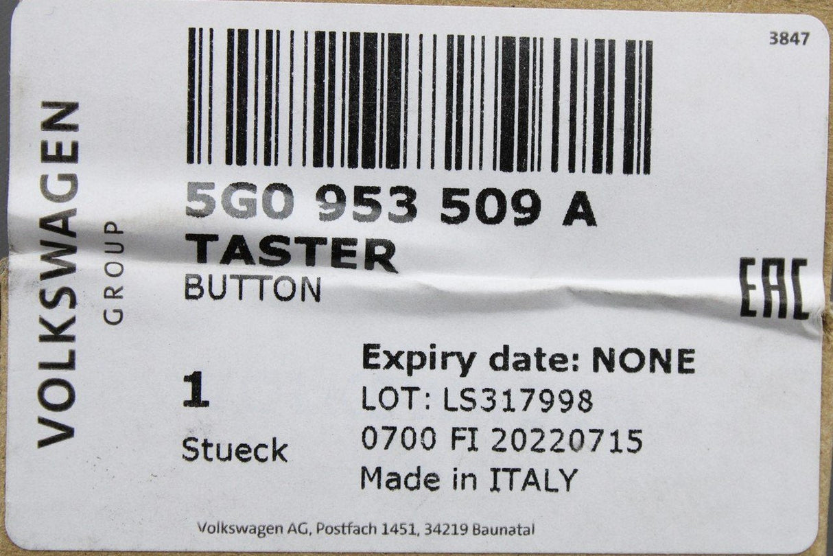 VW Golf MK7 MK7.5 Scirocco hazard light warning switch 5G0953509A
