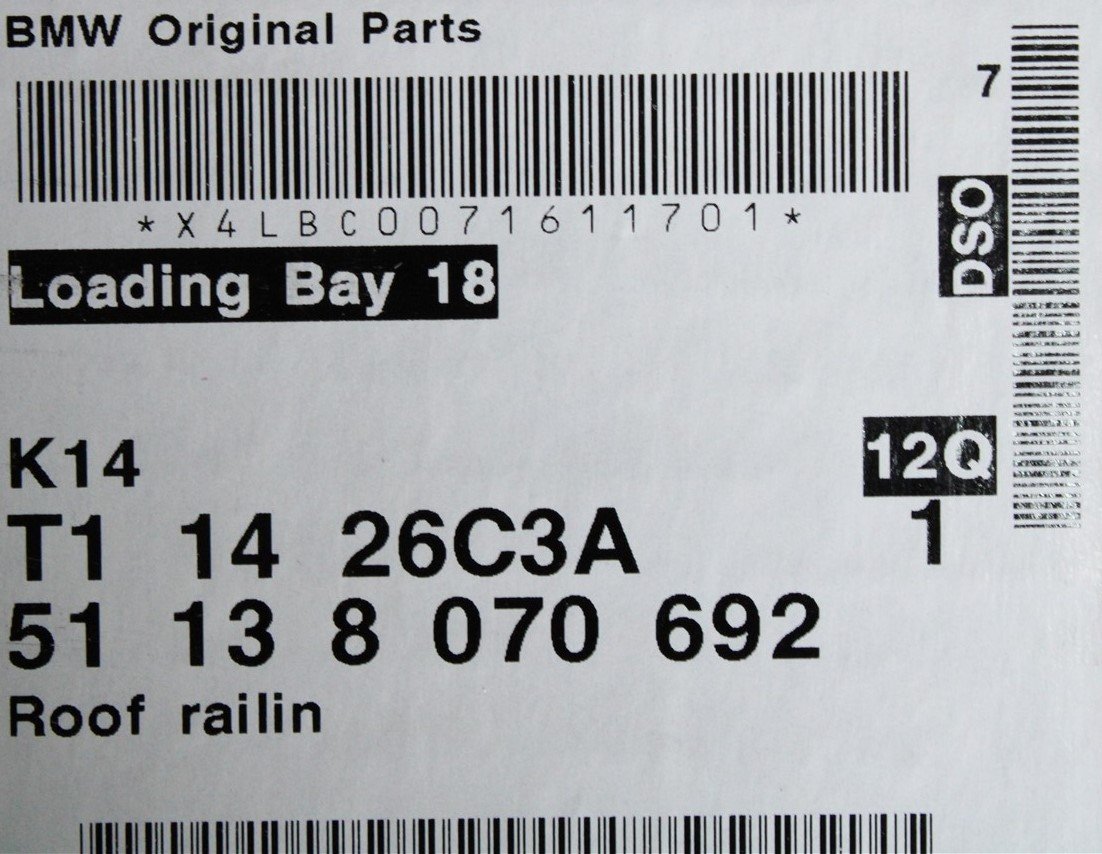 BMW X3 2017-20 roof railing (right) 51138070692