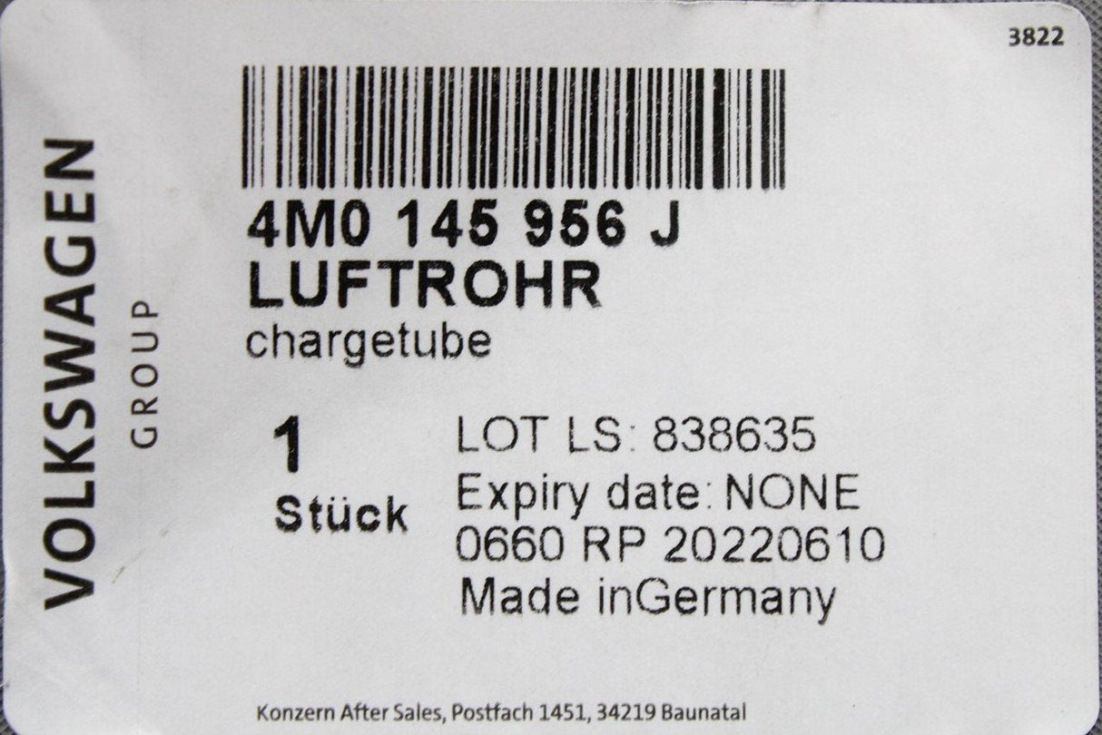 Audi SQ7 SQ8 4.0 TDI intercooler pressure pipe 4M0145956J
