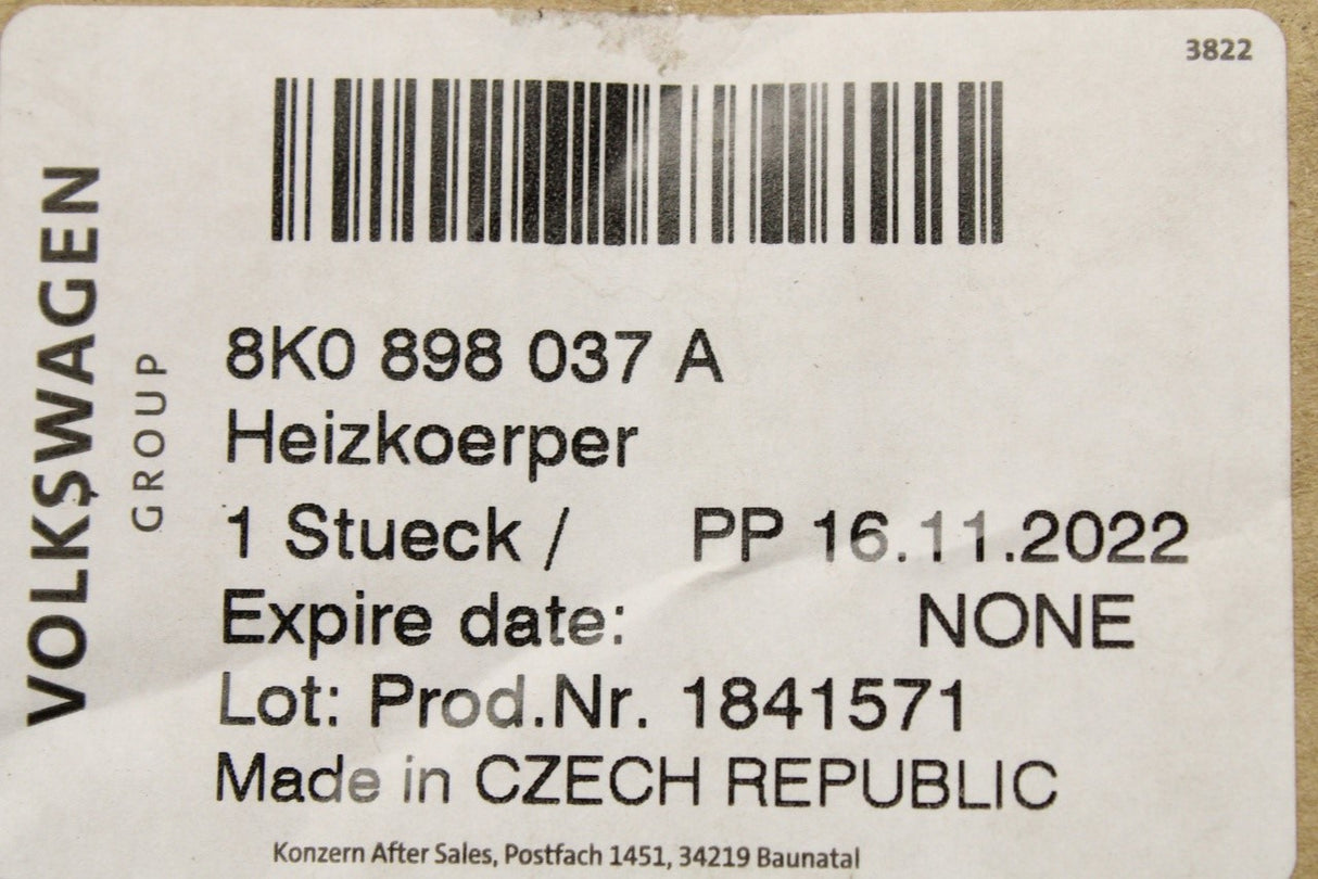 Audi A4 A5 Q5 RS4 RS5 2008-2017 heater core 8K0898037A