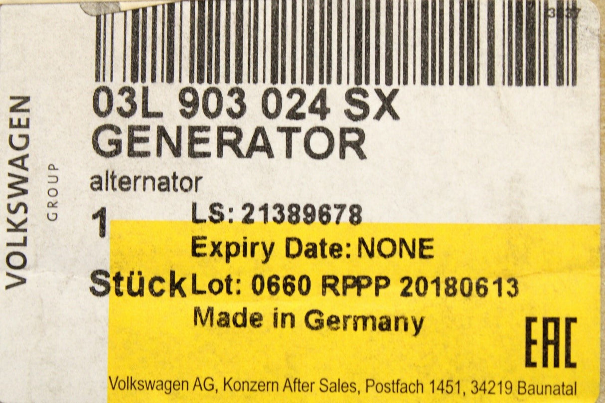 VW Amarok 2013-2022 alternator (2.0 TDI) 03L903024SX