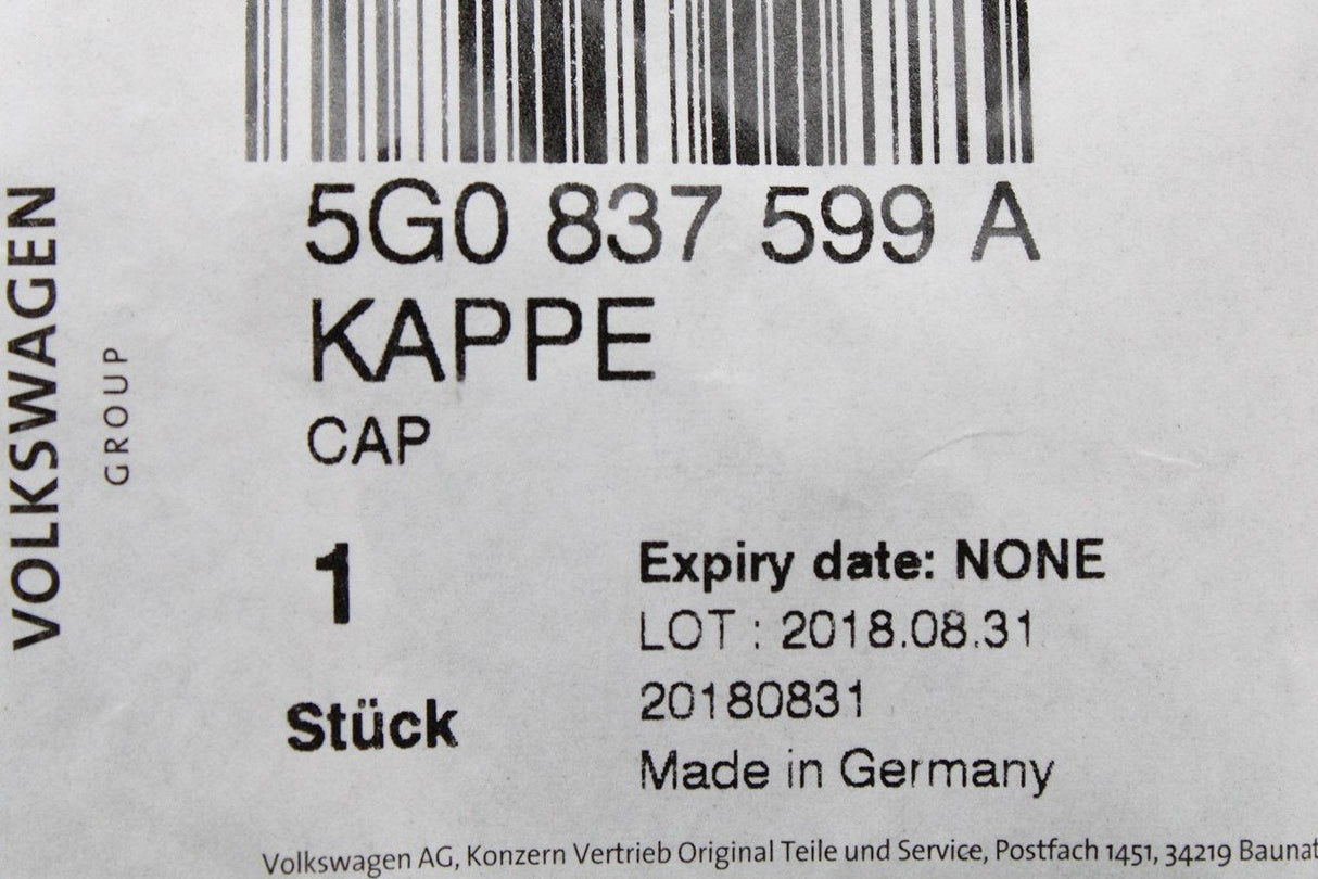 VW Golf MK7 Polo Tiguan Touran key fob chrome top cap trim 5G0837599A