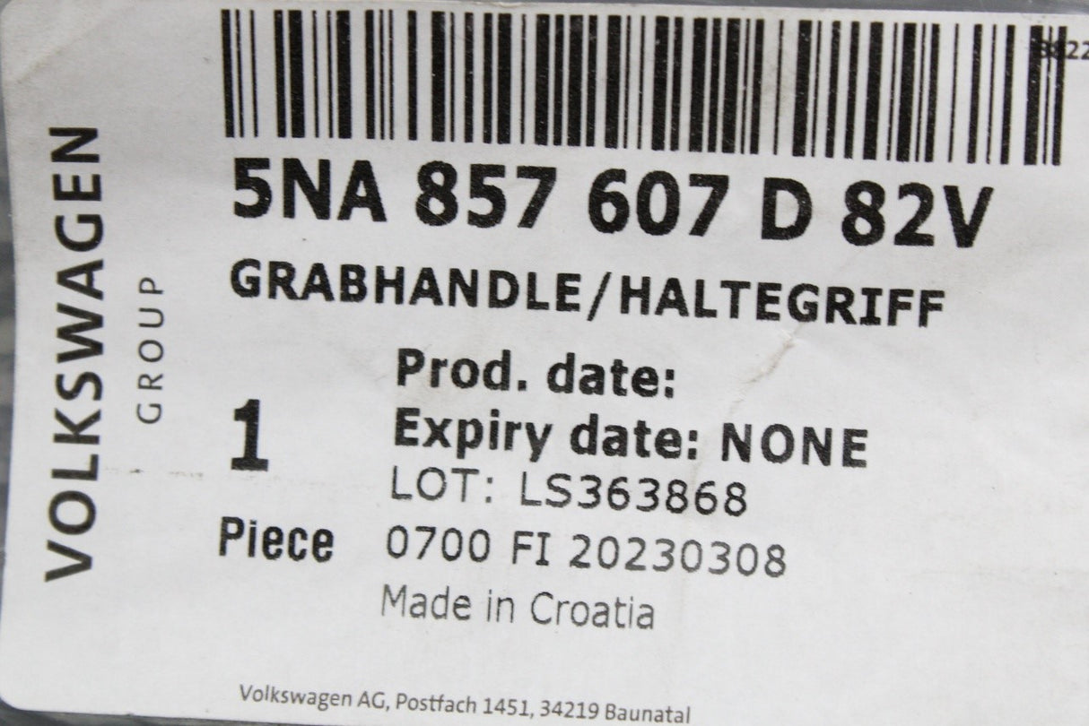 VW Tiguan 2016-2024 interior roof grab handle (front) 5NA857607D 82V