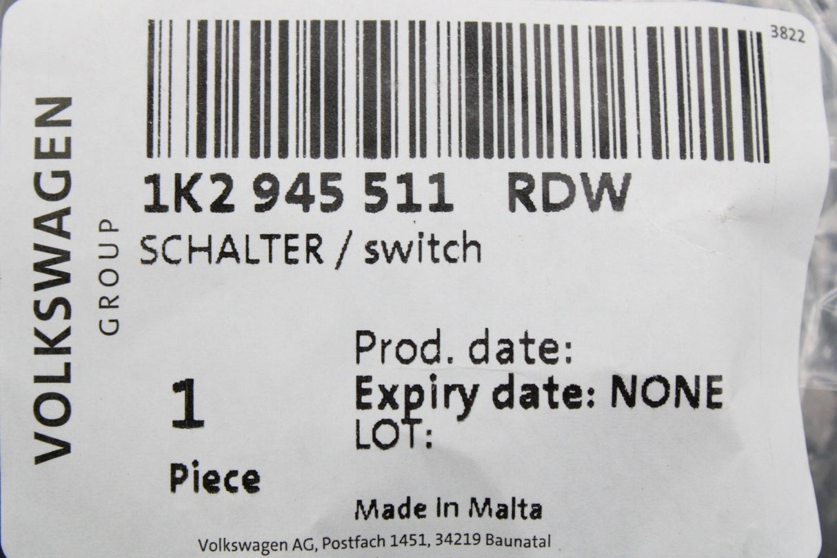VW Golf MK5 Audi A3 8P Skoda SEAT RHD brake light switch 1K2945511 RDW