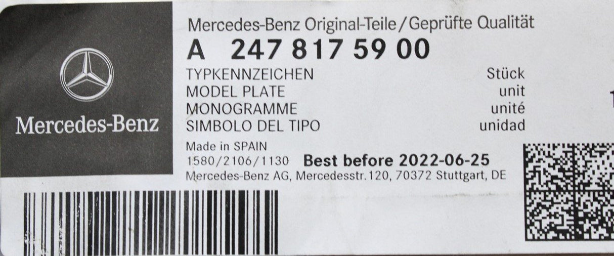 Mercedes-Benz GLA 200 chrome boot badge emblem (rear) A-247-817-59-00