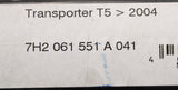 VW Transporter T5.1 2010-15 RHD rubber floor mats (front) 7H2061551A 041