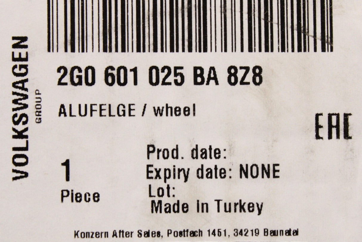 VW Polo AW 2018-on 17" TORTOSA alloy wheel (17x7J) 2G0601025BA 8Z8