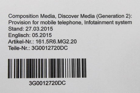 VW Composition Media Discover Media Gen 2 instruction manual 3G0012720DC