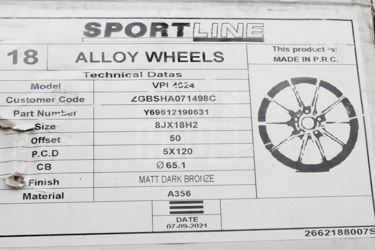 VW Transporter T5 T6 18" sportline alloy wheel (matt dark bronze) ZGBSHA071498C