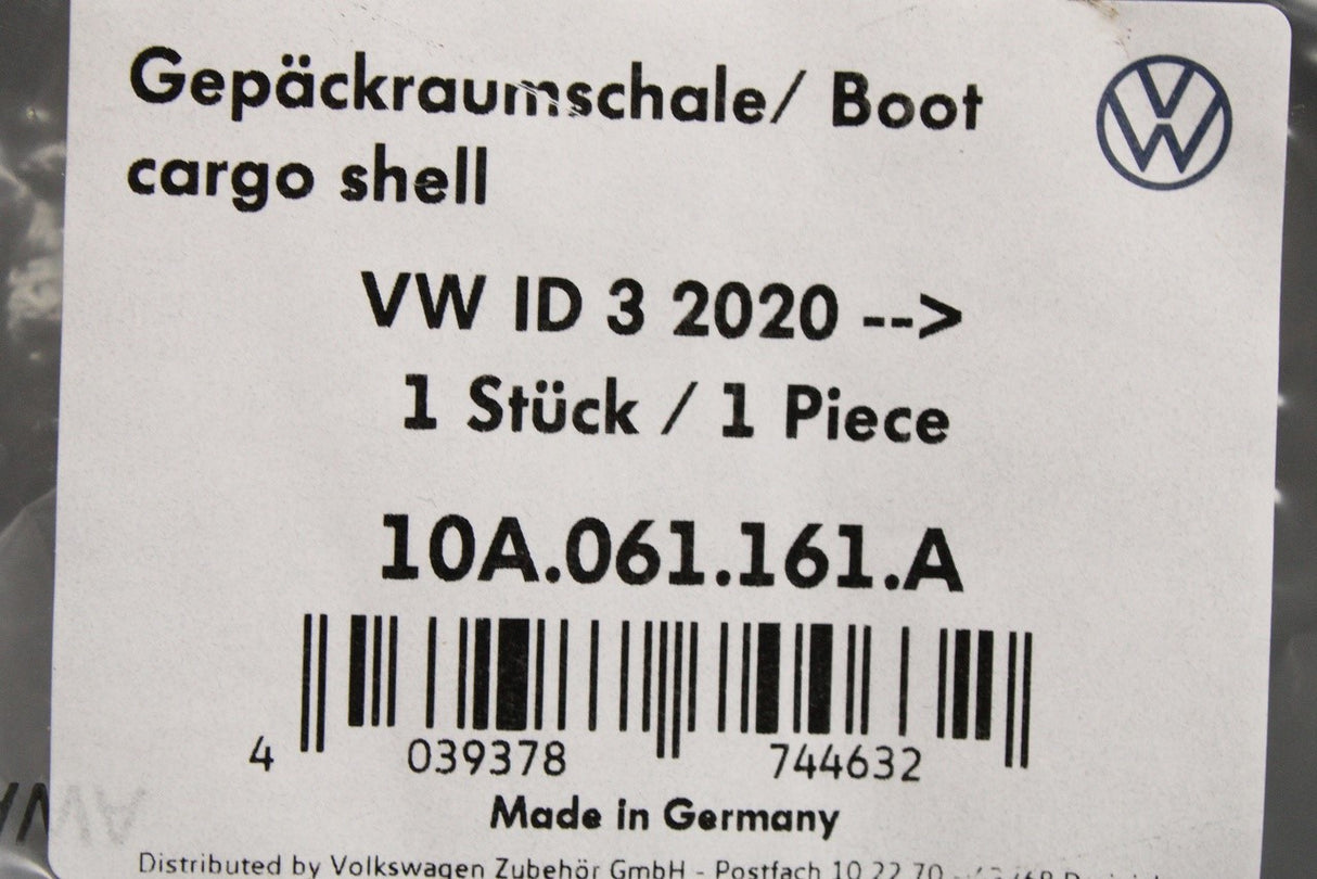 VW ID.3 2020-on accessory boot liner (semi-rigid) 10A061161A