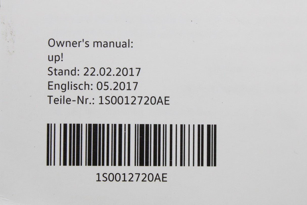 VW Up! 2012-2021 owners manual booklet edition 05.2017 1S0012720AE