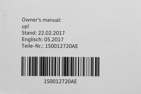 VW Up! 2012-2021 owners manual booklet edition 05.2017 1S0012720AE
