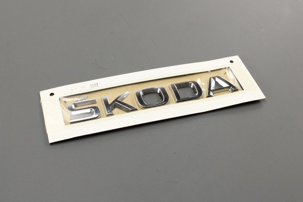 Skoda Fabia Superb Yeti 09-on Skoda lettering badge (rear) 5JA853687 2ZZ, view 1