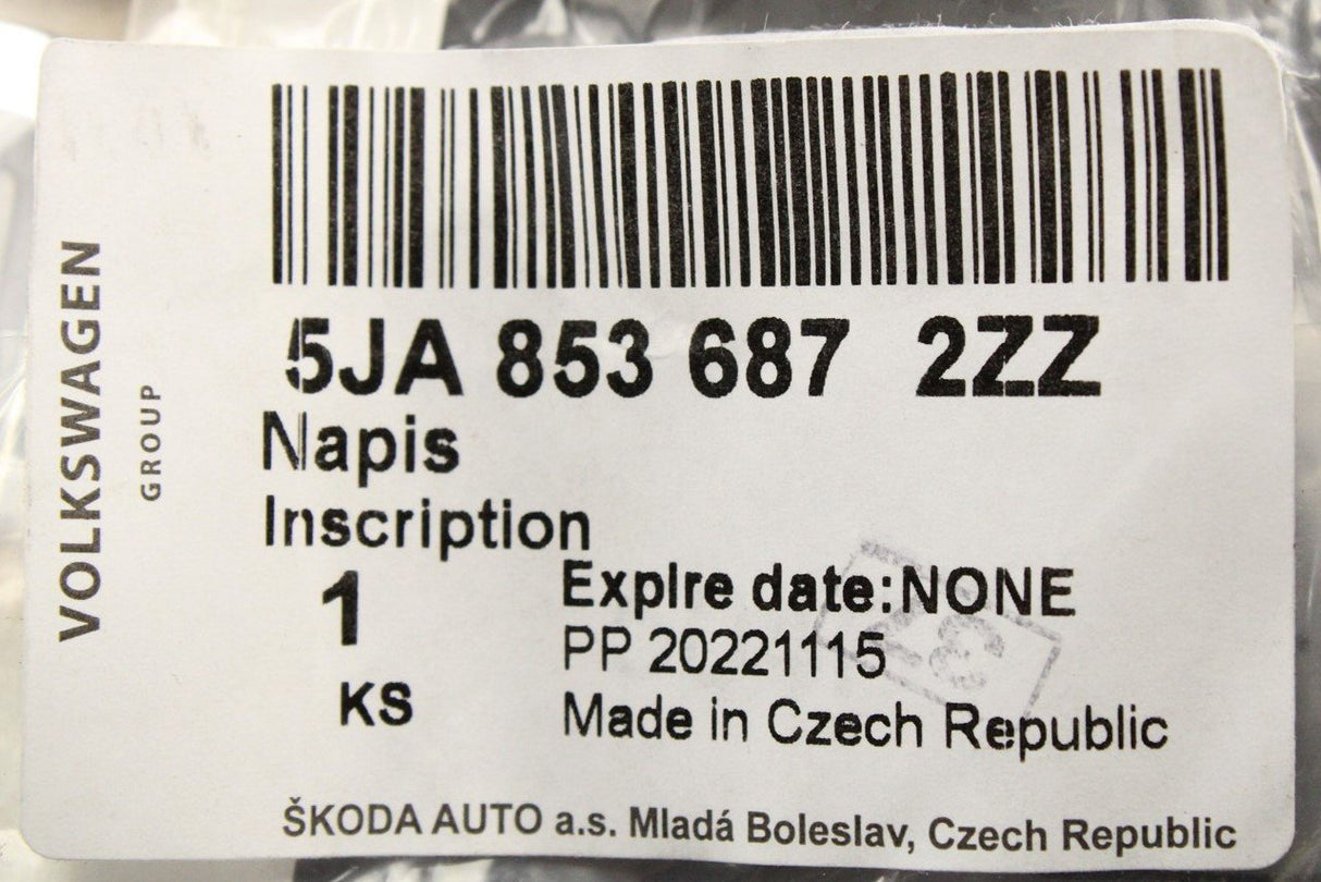 Skoda Fabia Superb Yeti 09-on Skoda lettering badge (rear) 5JA853687 2ZZ
