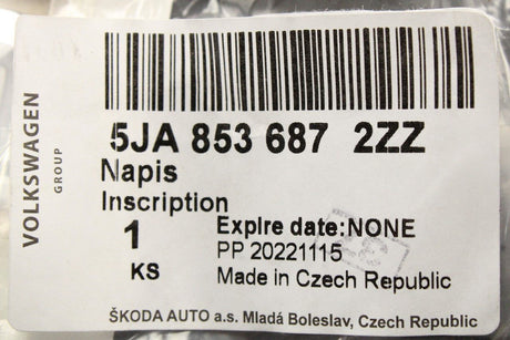 Skoda Fabia Superb Yeti 09-on Skoda lettering badge (rear) 5JA853687 2ZZ