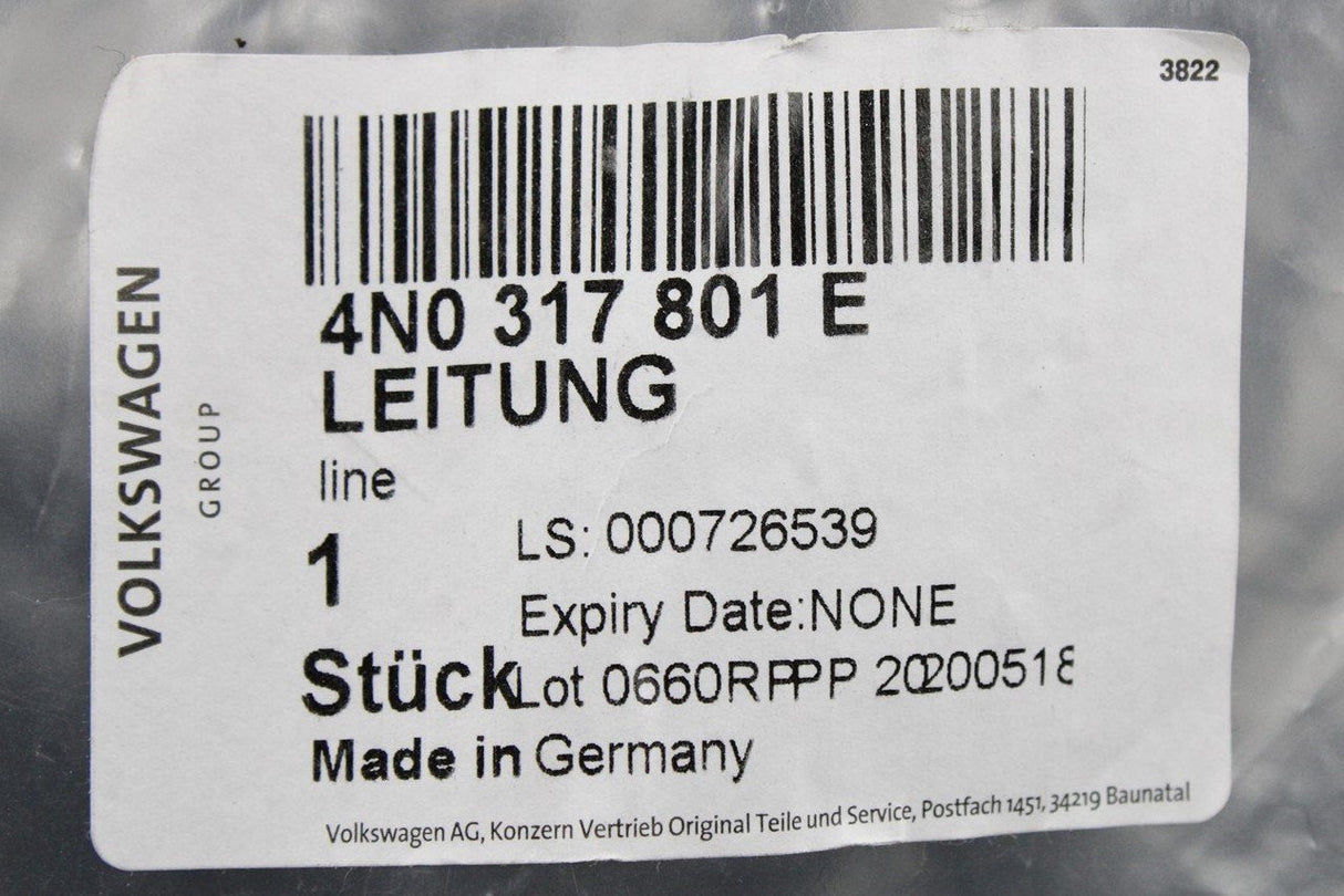 VW Touareg gearbox oil cooler pressure line pipe 4N0317801E