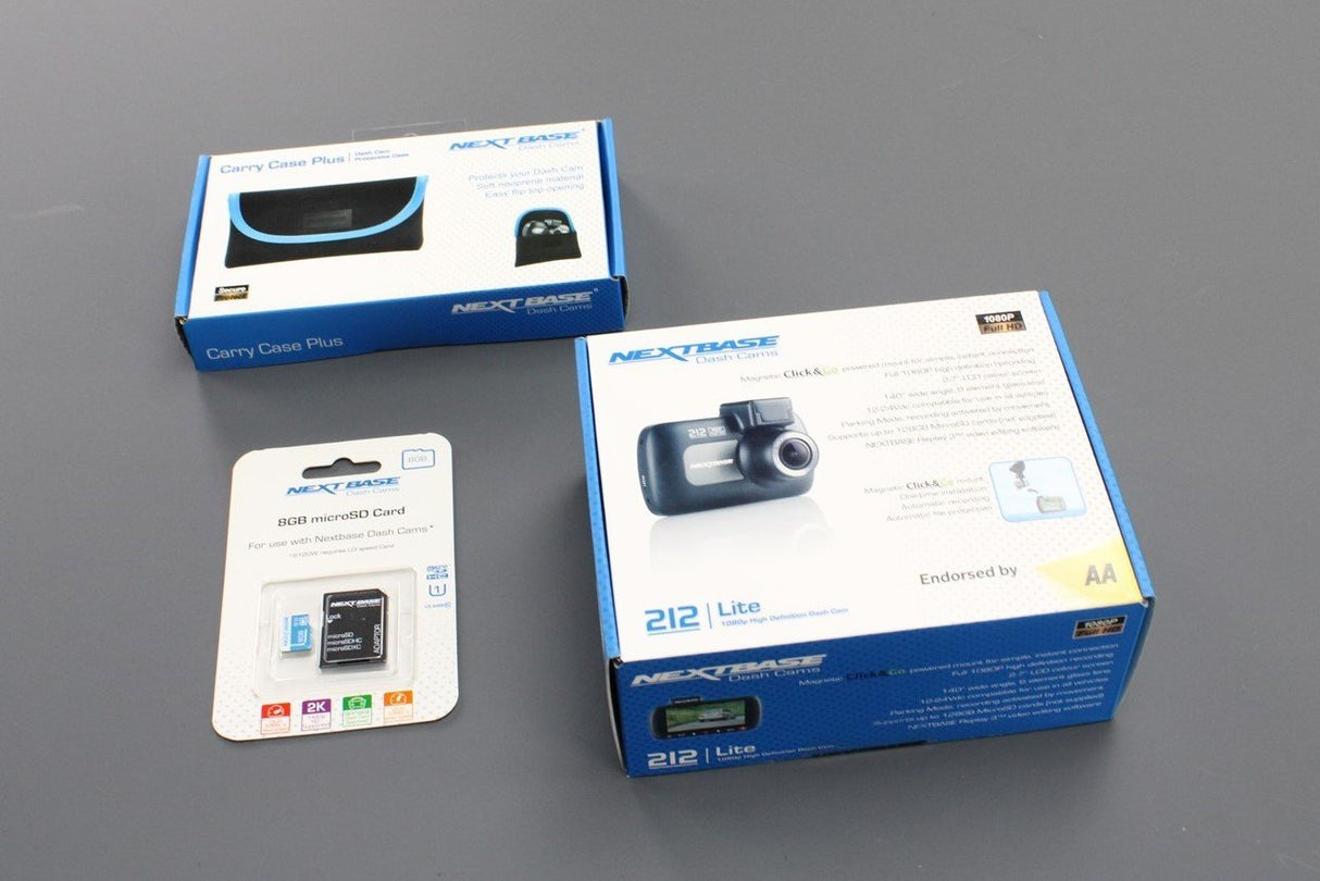 NEXTBASE NBDVR212 dash cam kit with case & 8GB microSD card ZGB000035212