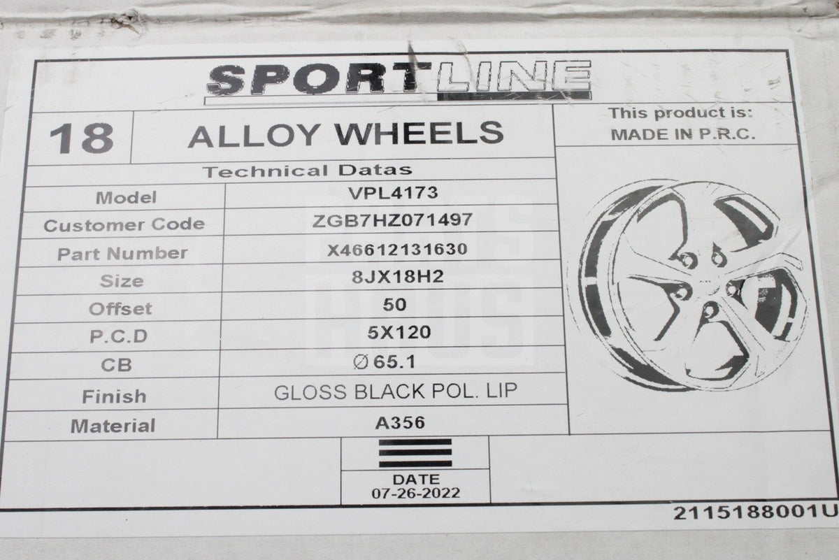 VW Transporter T5.1 T6 Sportline alloy wheel (gloss black) ZGB7HZ071497