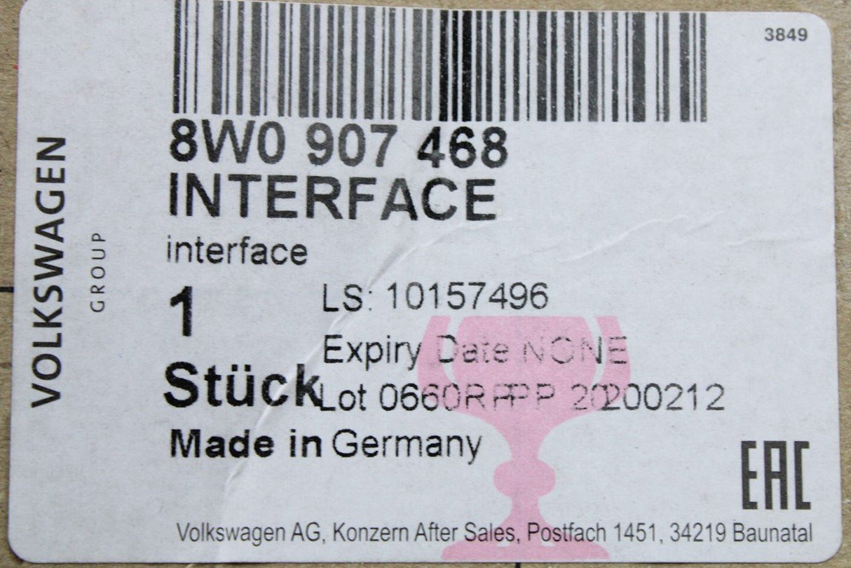 Audi A4 A5 RS4 RS5 B9 2016-On diagnosis interface for data bus 8W0907468