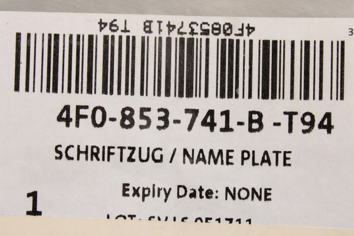 Audi A6 2019-on rear boot lid lettering badge gloss black 4F0853741B T94