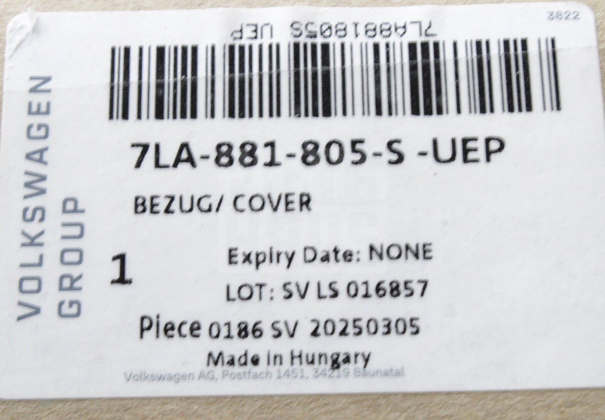 VW Transporter T6.1 2020-2024 front seat backrest cover 7LA881805S UEP