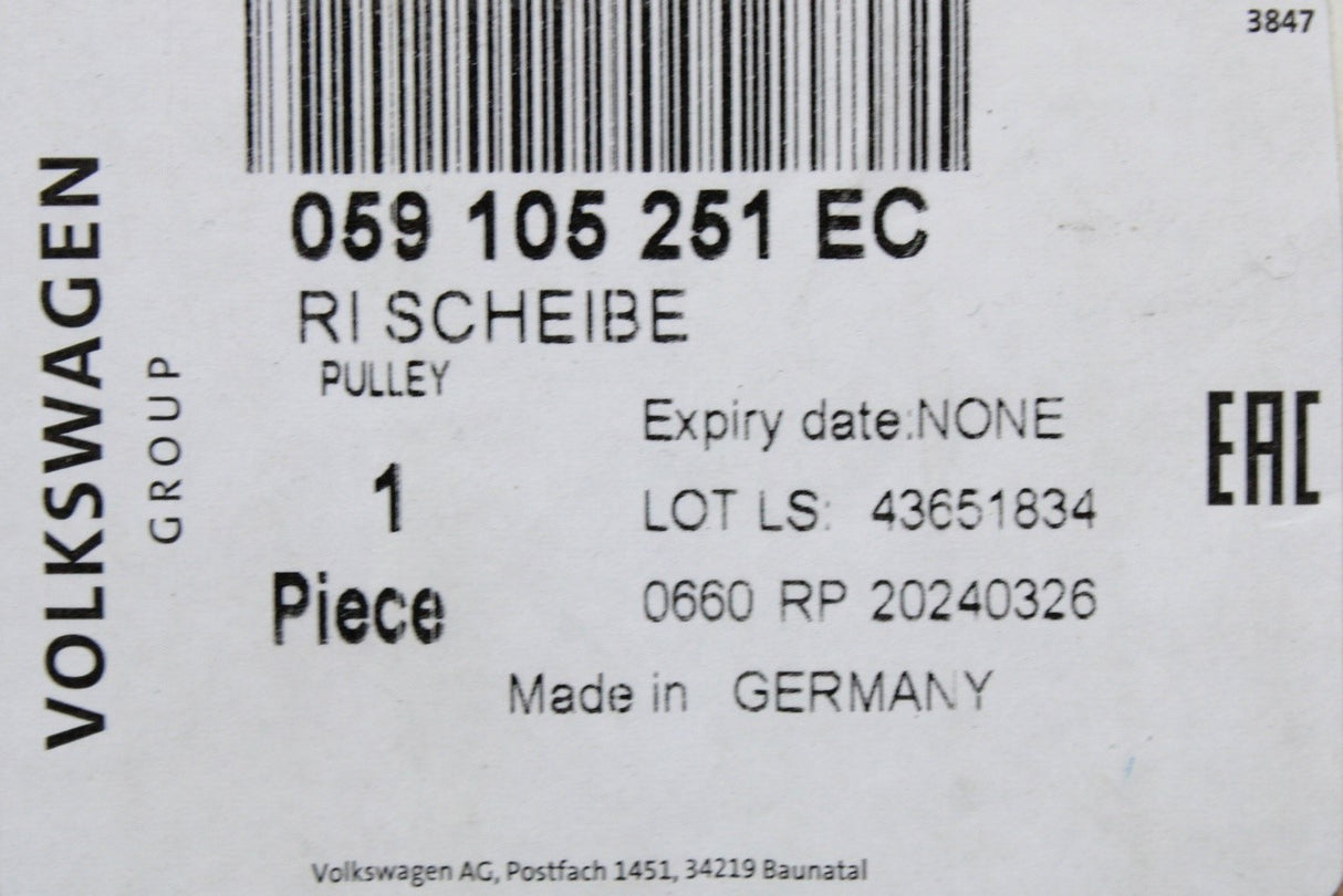 Audi A4 A5 A6 A7 A8 Q5 Q7 Q8 3.0 TDI crankshaft belt pulley 059105251EC