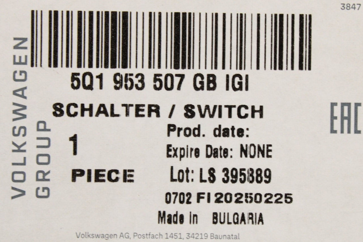 VW Golf MK8 SEAT CUPRA steering column switch assembly 5Q1953507GB IGI