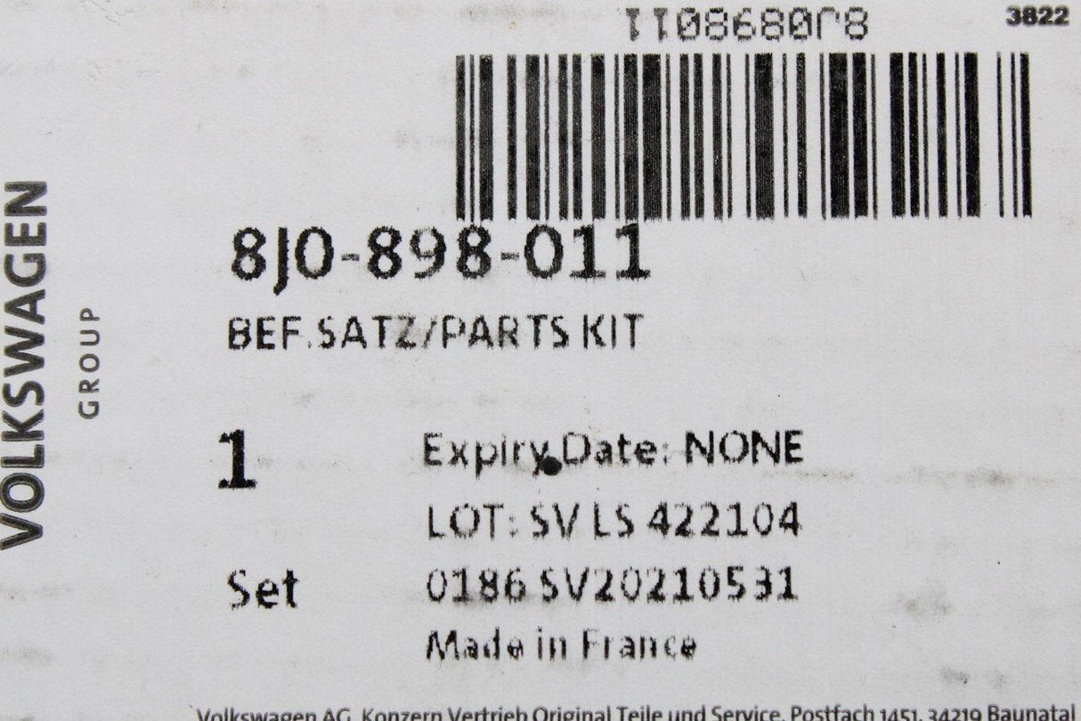 Audi R8 TT TTRS 2007-2015 wing mirror hardware kit 8J0898011
