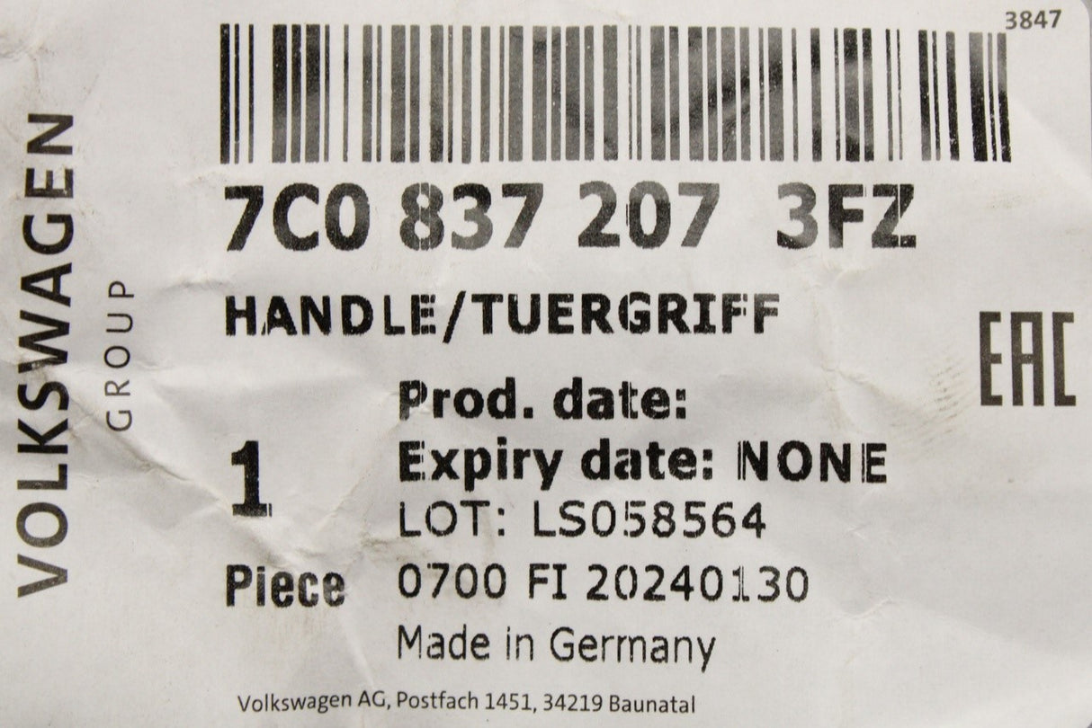 VW Crafter 2017-on front exterior door handle 7C0837207 3FZ