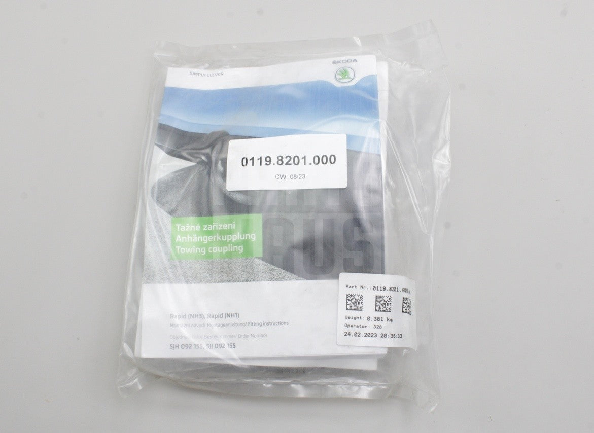 Skoda Rapid Spaceback 2013-2022 accessory detachable tow bar 5JJ092155