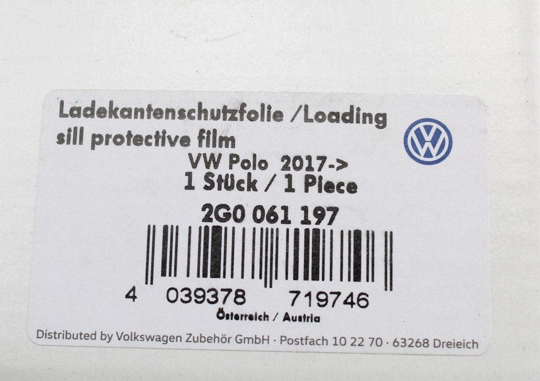 VW Polo AW 2018-21 clear rear bumper protection film 2G0061197