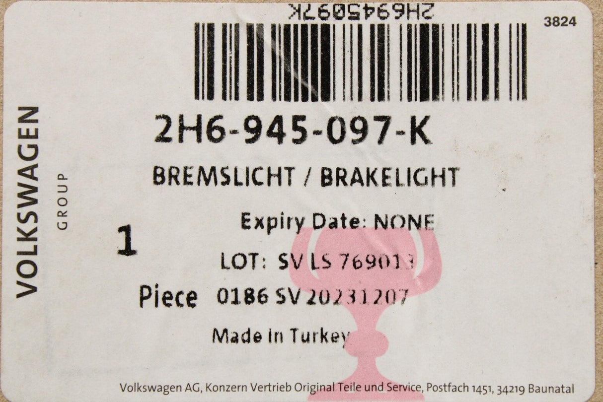 VW Amarok 2017-2022 tinted additional high level brake light 2H6945097K