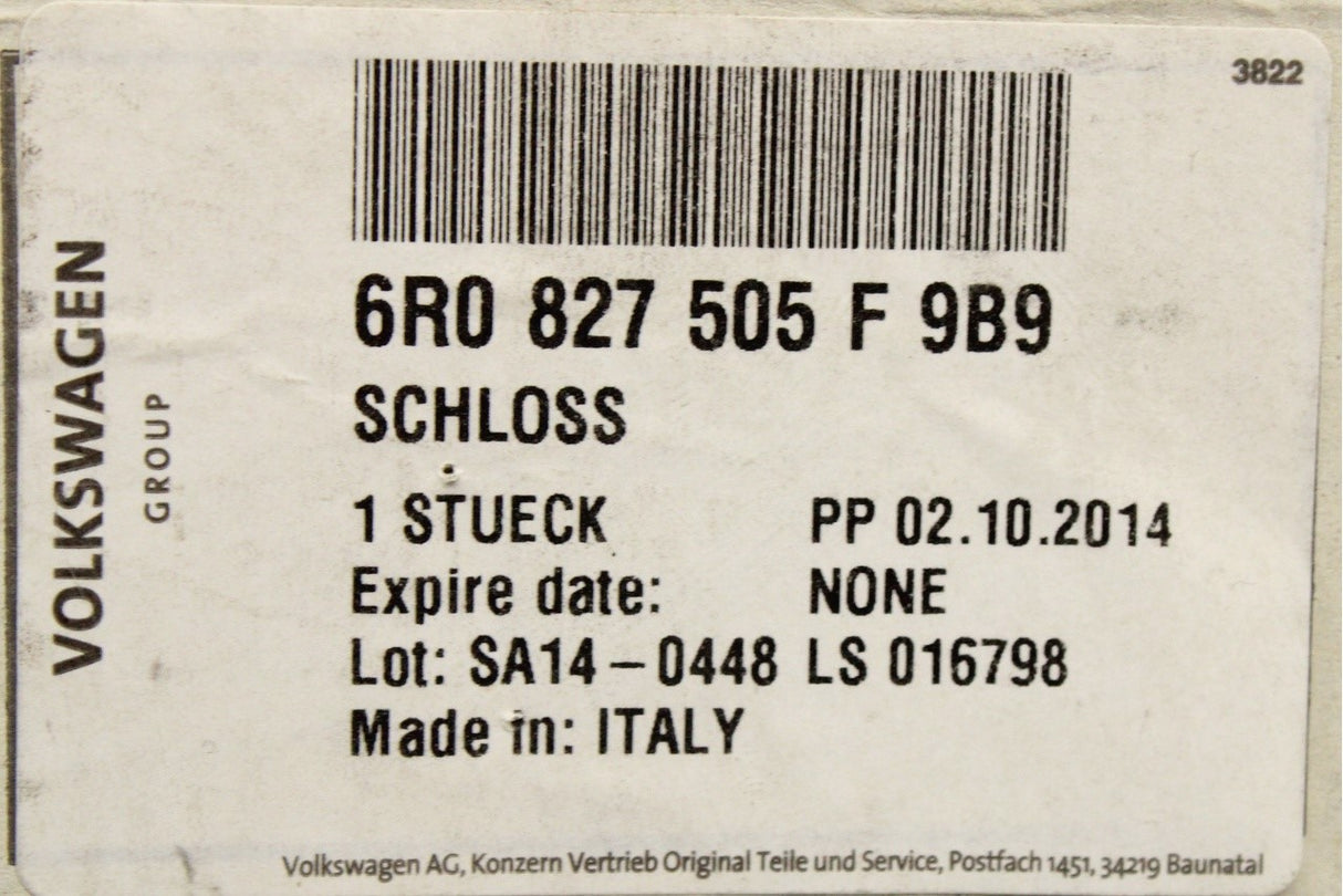 VW Polo 6C 2015-2018 boot lid lock 6R0827505F 9B9