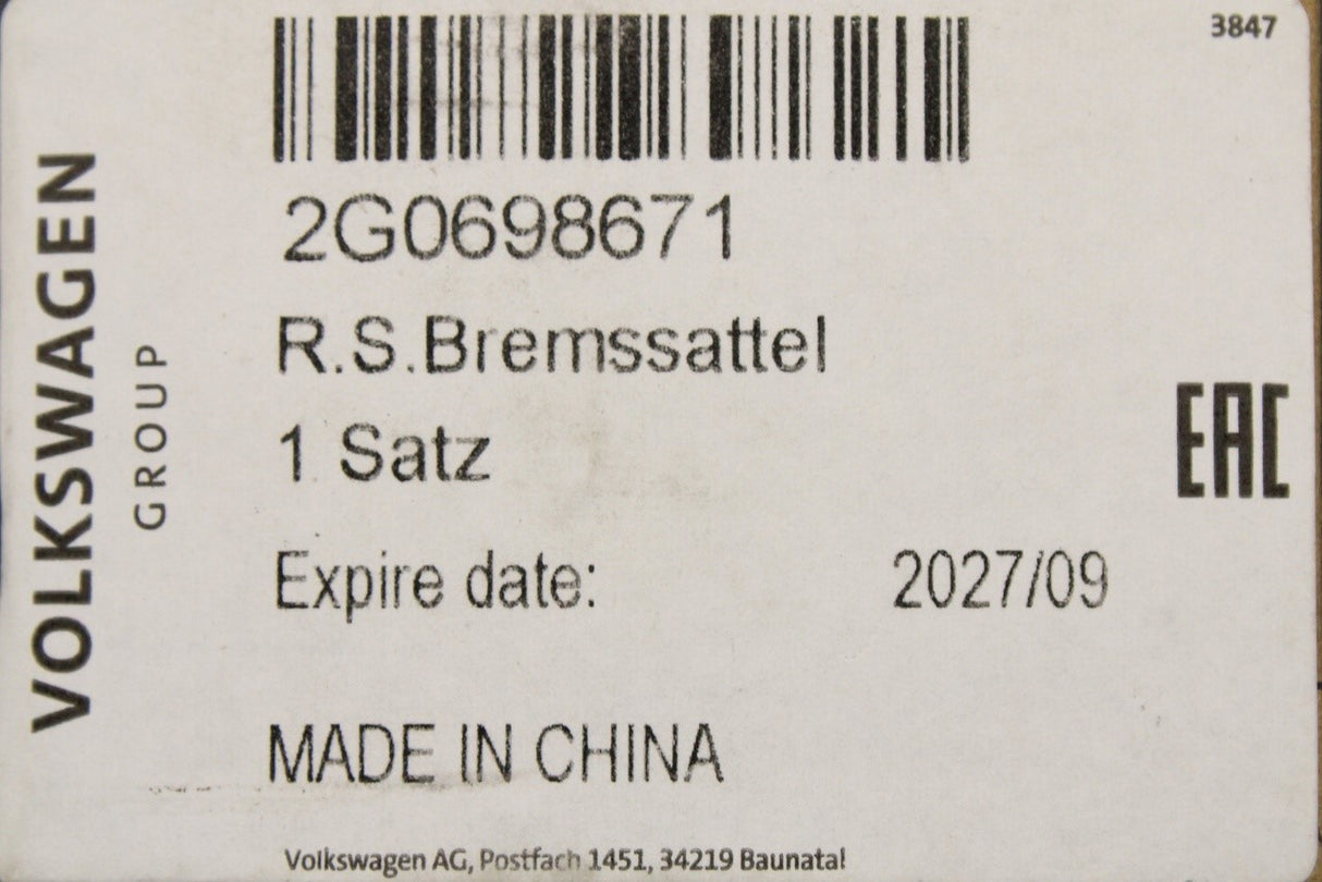 VW Passat Audi A1 SEAT Ibiza brake caliper seal kit (rear) 2G0698671