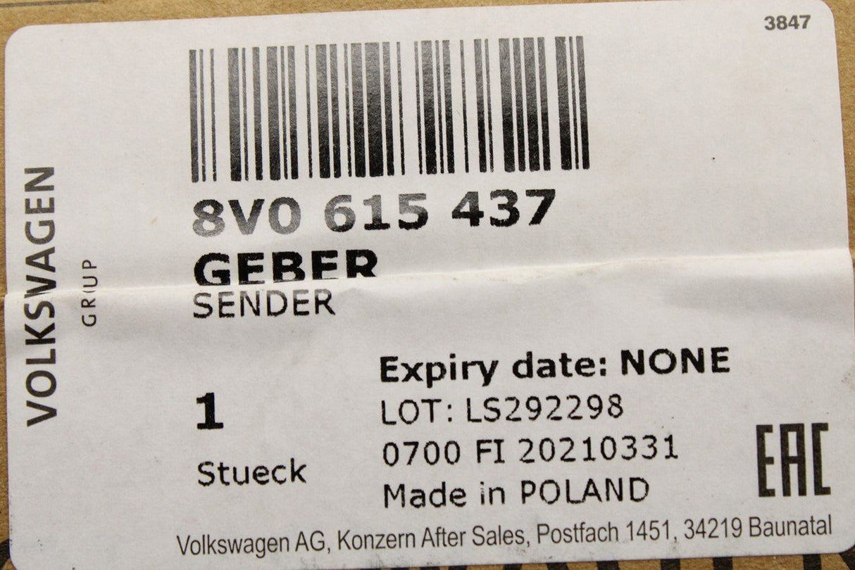 VW Golf MK7 Audi A3 Q2 Skoda SEAT Leon brake pad wear sensor 8V0615437