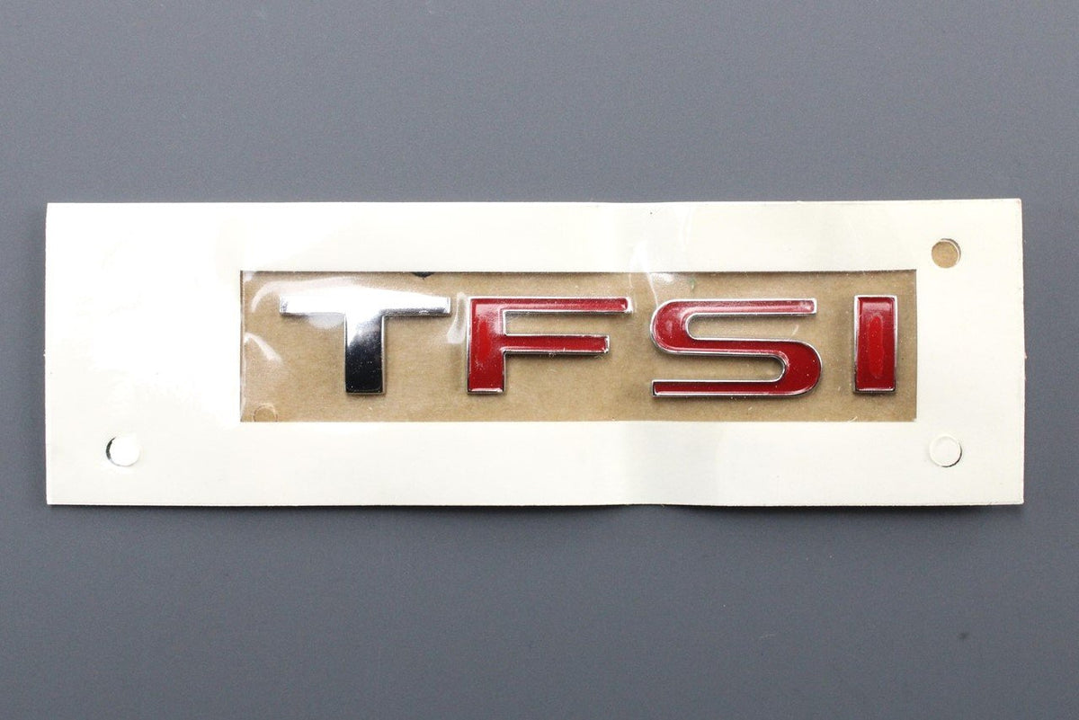 SEAT Leon 06-10 Altea "TFSI" front wing badge (chrm/red) 5P0853687H GQF, view 1