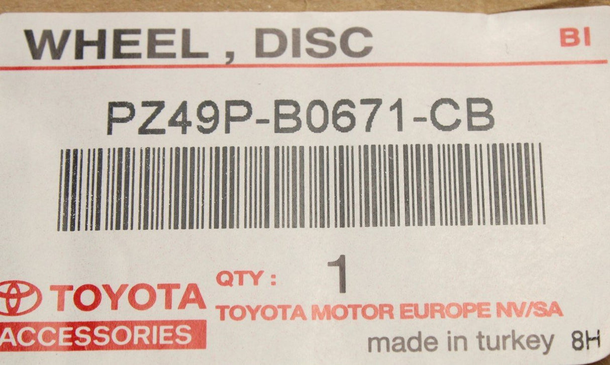 Toyota Yaris alloy wheel rim (15 inch) PZ49P-B0671-CB